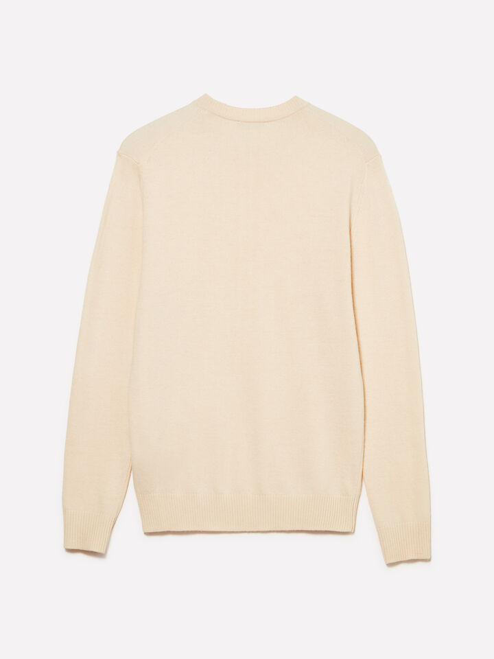 Pull col rond beige coupe régulière - pulls col rond pour homme - Beige | Sisley image number 2